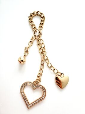 Gold Heart Bag Charm. Key Holder